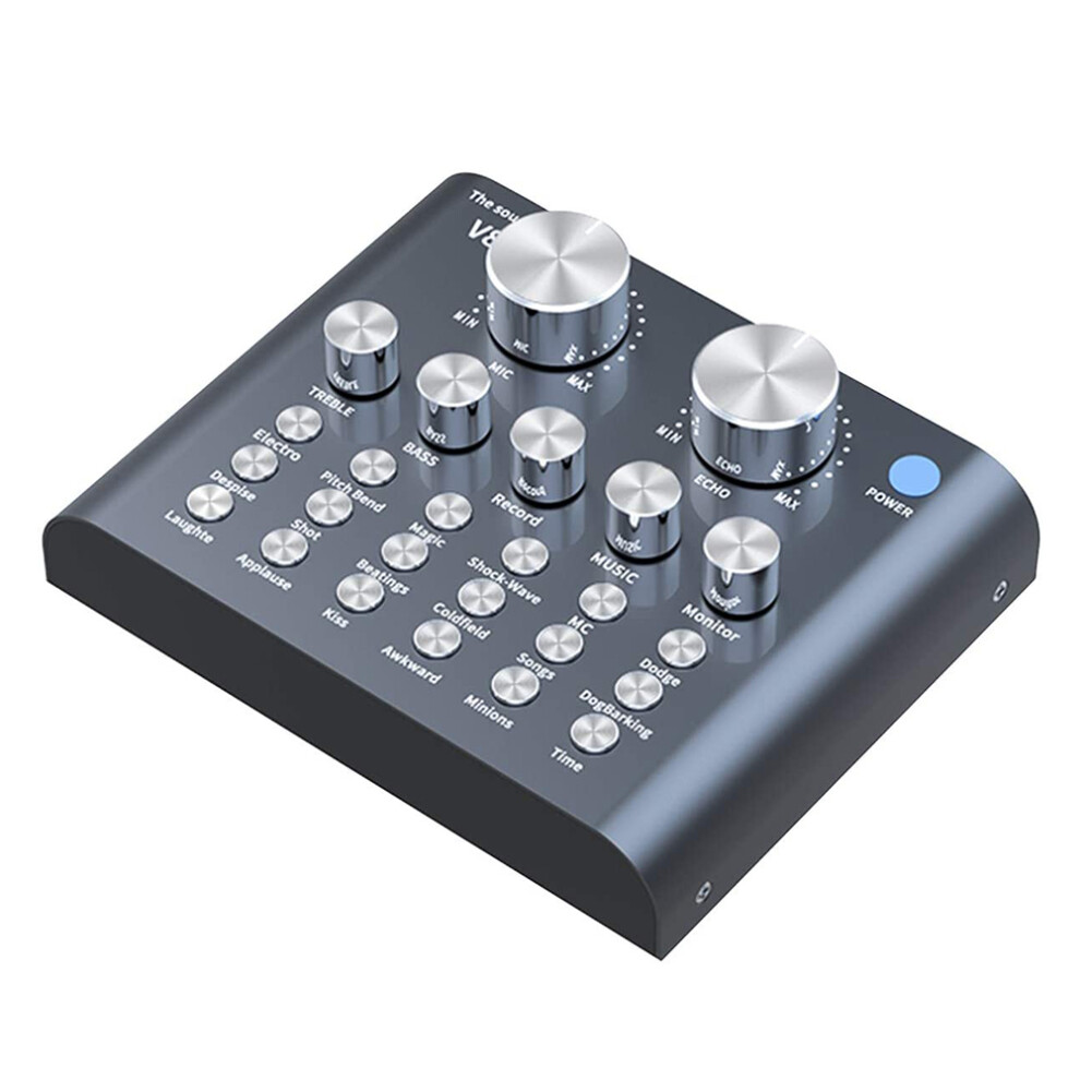 Live Sound Card With 18 Electronic Sounds And 6 Effect Modes,High Low Tone Control Recording Volume Adjustable Sound Mixer Console For Singers 9420858058663