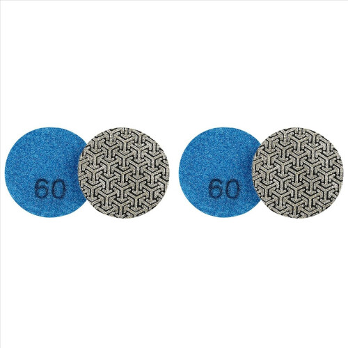 Conjunto de 2 Discos de Polimento Diamantados Eletrodepositados de 50mm (2 Polegadas) para Azulejos, Vidro, Metal e Madeira - P60