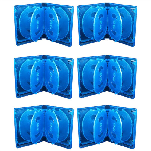 6X CD Storage Box 10-Piece Pack CD Case Plastic Double-Sided CD Storage Car CD Case Thickened DVD Case,Blue
