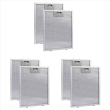 Conjunto de 6 filtros de malha metálica para coifa de cozinha, 320x260mm, para óleo e gordura.