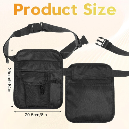 Server Apron with Adjustable Buckle Strap, Waterproof Canvas Waitress Waist Pouch with Multiple Pockets 1