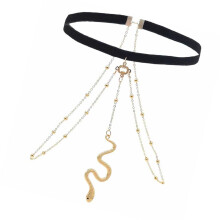 Cadeau voor vrouwen: punk gouden choker met gouden slangenhanger en gelaagde beenketting, verstelbare lengte, perfect als zomerketting of