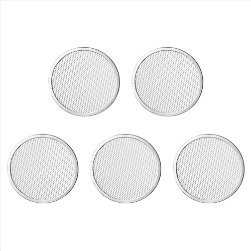 Conjunto de 5 telas de alumínio de 28 cm (11 polegadas) com borda sem emendas para pizza - Crocância perfeita e fluxo de ar otimizado