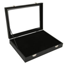 Caja expositora coleccionable para insignias y broches, joyero de cristal resistente al polvo con acolchado de espuma, estuche compacto con cierre