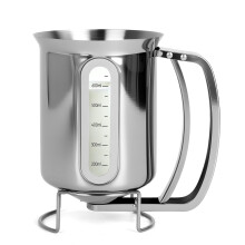 Stainless Steel Pancake Batter Dispenser with Handle, 32oz LeakProof Wide Mouth for Waffles, Crepes