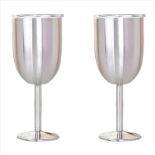 2x wijnglas roestvrij staal dubbellaags beker kleur grote capaciteit tumbler wijnbeker zilver