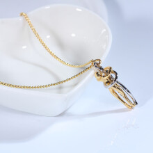 'Love You Forever'-ketting voor stellen, minimalistische knuffelhanger met tweekleurige accenten, messing hanger die elegantie combineert met modern