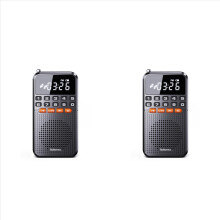 2X FM Mini Radio Dual Antenna Pocket Radio Receiver Bluetooth Speaker TF Card Music Player with LED Flashlight