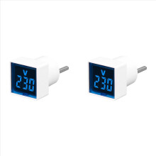2X Voltmetro digitale quadrato AC220V Tester di tensione quadrato con display a LED e spia luminosa Spina UE Blu