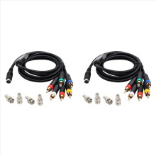 2pcs 1.8M RGB/RGBS Cable MINI DIN-9Pin Connector Video Consoles for 2 MD2 Game Console with BNC Adapter