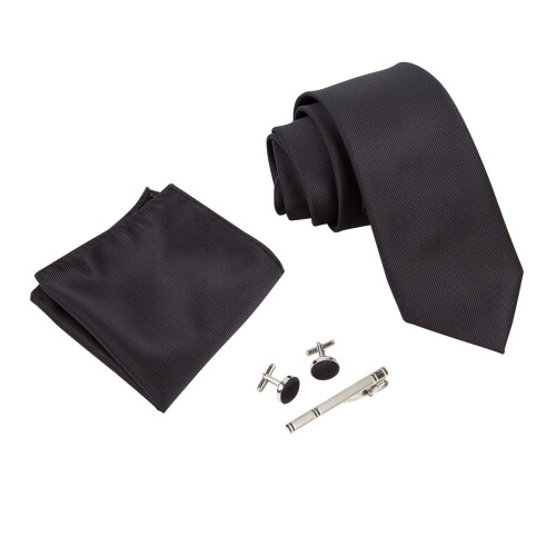 Herren-Krawatten-Set mit Einstecktuch, Manschettenknöpfen,-C10 1