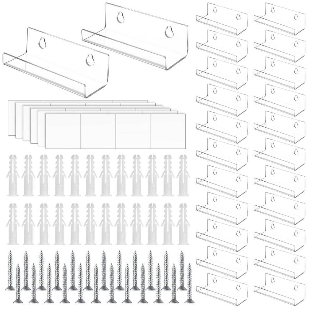 24 Pack Vinyl Record Wall Shelf, Clear Acrylic Floating Display For Albums And Collectibles 9426802899245