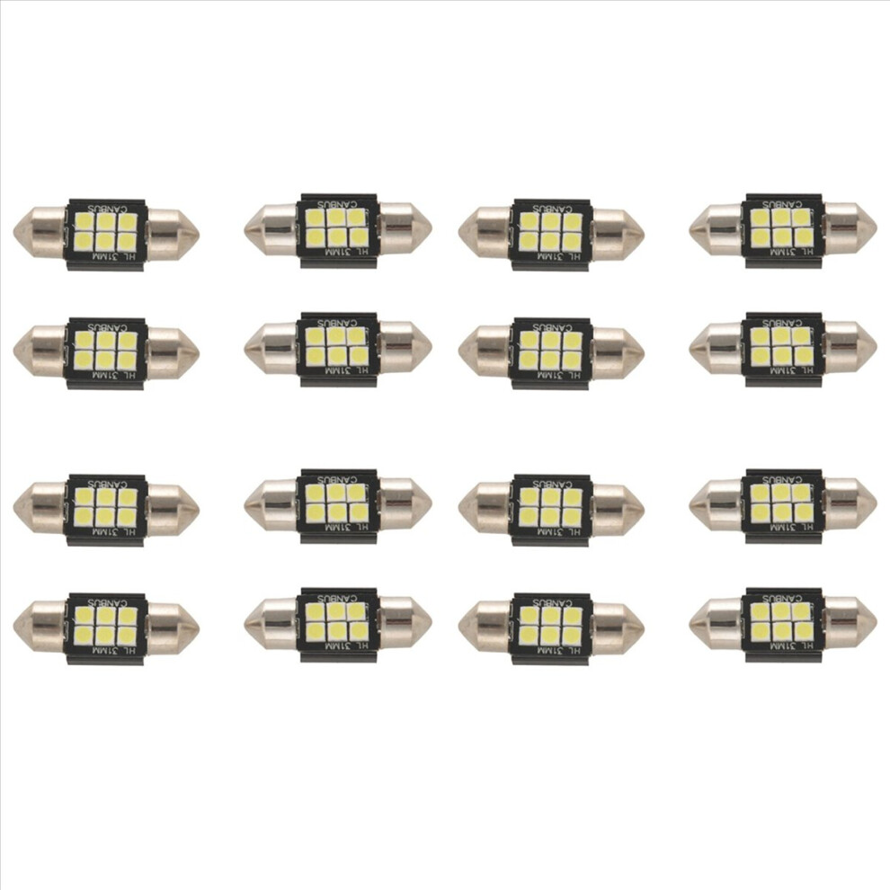 16X 400 Lumens Led Bulbs For Interior Car Lights License Plate Dome Map Door Courtesy 31Mm Festoon De3175 Xenon White 4852070747110