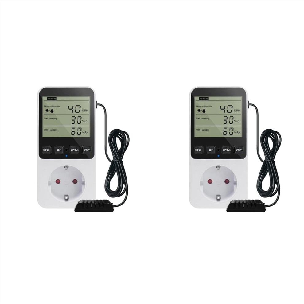 2X Humidity Controller, Temperature Controller Socket 230 V, Temperature Switch, Socket Thermostat Switch Eu Plug 4852070765541