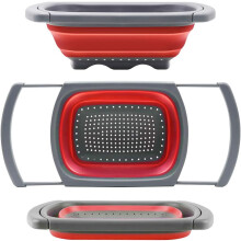 Ideal für kleine Küchen: Platzsparendes Design, zusammenklappbares Sieb, ausziehbare Griffe, praktische Abtropflösung für die Spüle,