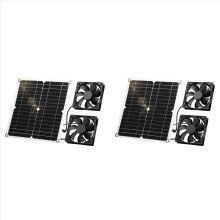 2x Solarventilator, 12-W-Solarpanel-Ventilator, wetterfest, mit DC-Doppelventilator für kleine Hühnerställe, Gewächshäuser und Fensterabzüge