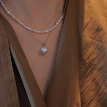 Elegante parelketting voor dames, choker met barokparel, verstelbare ketting met natuurlijke zoetwaterparel, eenvoudig ontwerp met onregelmatige vorm.