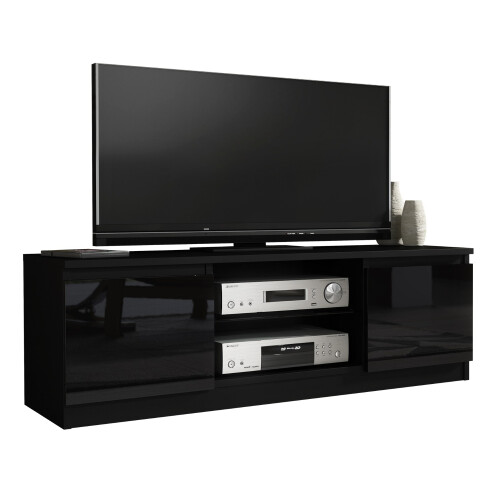 TV Unit 120cm Aura - Black with Gloss Doors 2