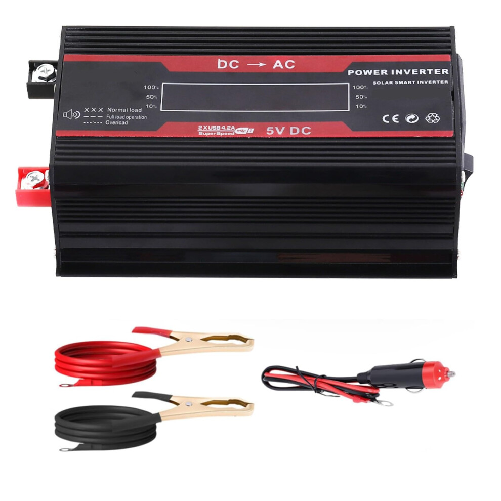 600W Peak Car Power Inverter 12V To 110V With Ac Outlet And Dual Usb, Overload Protection For Travel 9189345653629