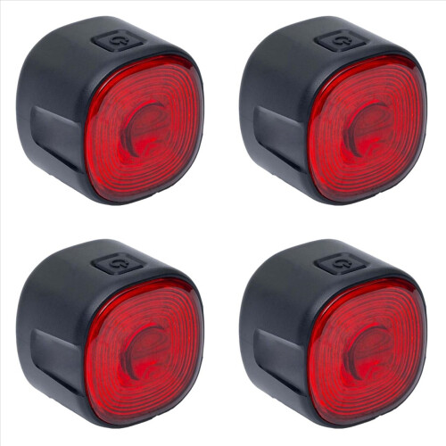 Conjunto de 4 lanternas traseiras para bicicleta, com sensor de freio automático inteligente, recarregáveis e à prova d'água.