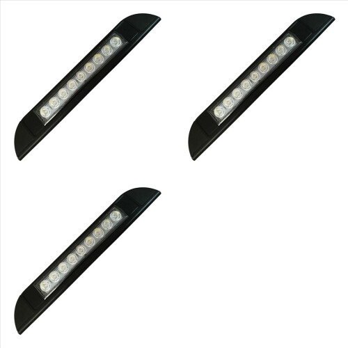 3X 9 LED φως τέντας 12V 24V αδιάβροχο 256mm εξωτερικό τροχόσπιτο λωρίδα λωρίδας μαύρο