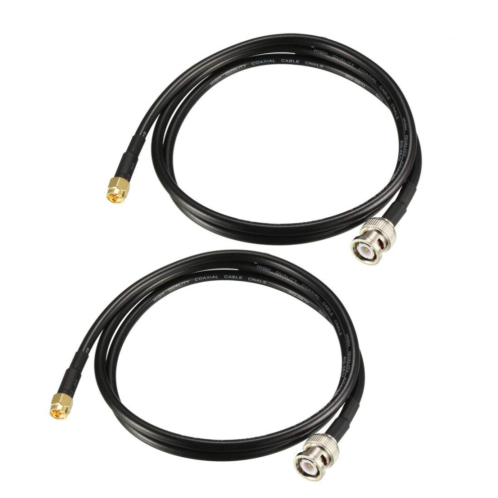 Rg58 Coaxial Cable Sma Male To Bnc Male 50 Ohm 3Ft Shielded Low Loss Signal Transmission 2Pcs 9426802899405