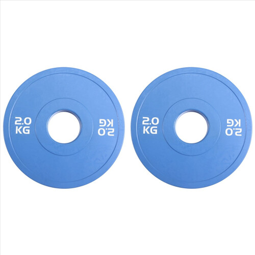 2 Anilhas Micro Tipo para Halteres, em Borracha, com Abertura Adicional de 50,4 mm e 2,0 kg