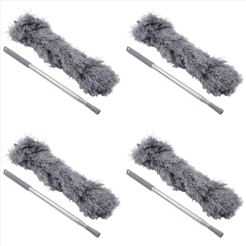 4X Gutter Cleaning Brush Roofing Tool with Telescopic Extendable Pole 8.2Ft Guard Cleaner Tool Easy Remove Leave, Grey