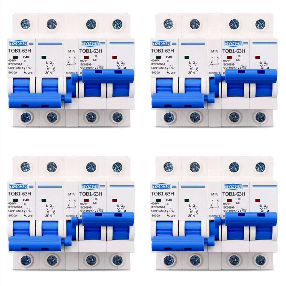 4X 2P+2P Ac Dual Power Manual Transfer Switch Circuit Breaker Mcb 50Hz/60Hz, 40A 4852070757867
