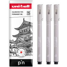 (0.5mm, Light Grey) uni-ball PIN Fineliner Technical Drawing Pens - Set of 3