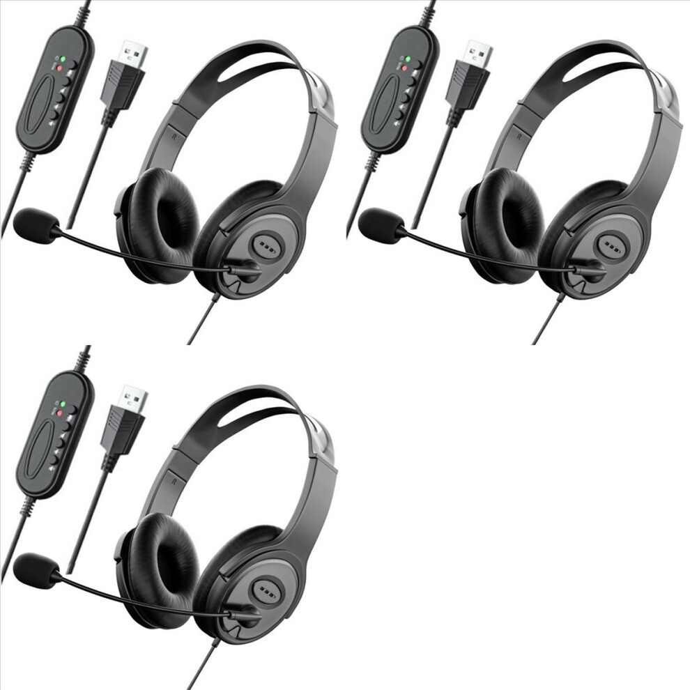 3X Call Center Headset Stereo Headphones With Noise Cancelling Microphone For Zoom Skype Office Call Center Home Podcast 4852070760430