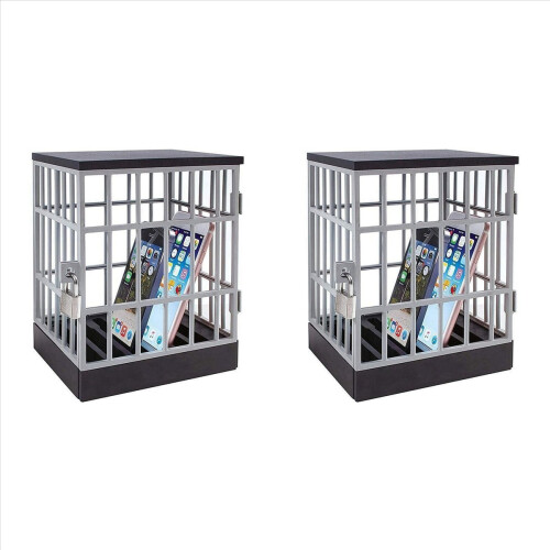 2X Caixa de Metal com Trava para Celular, Trava para Celular, Cofre para Celular, Gaiola para Celular