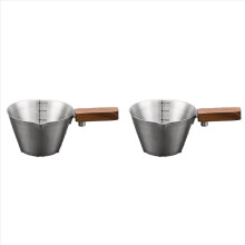 2 Xícaras Medidoras de Café Expresso de 120ml com Balança, Xícara para Servir Café em Aço Inoxidável, Cabo de Madeira, B