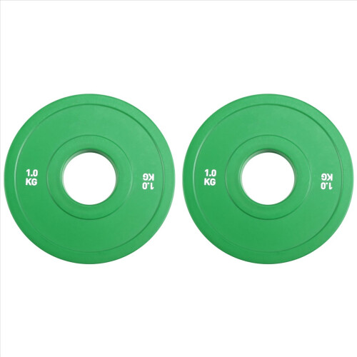 2 Anilhas Micro Tipo para Halteres, em Borracha, com Abertura Adicional de 50,4 mm e 1,0 kg