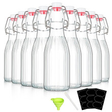 9 Pack Swing Glass Bottles 8oz with Airtight Leakproof Seal for Home Brewing and Fermentation