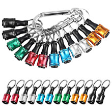 12PCS 1/4 Inch Hex Shank Drill Bit Holder Keychain with Secure Ball Lock and Rustproof Alloy Build