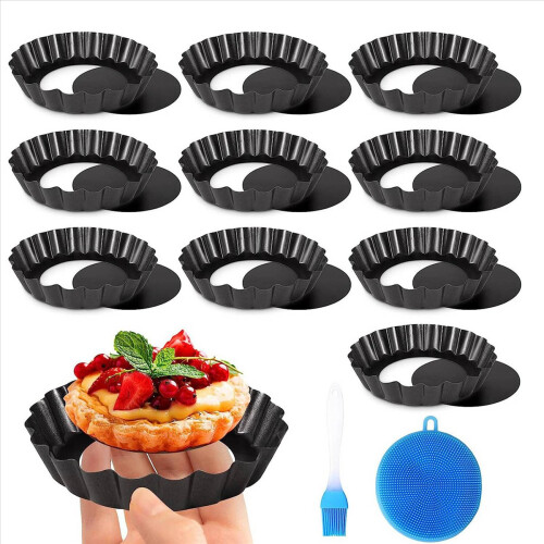20 Formas para Tartelete de 10 cm (4 polegadas), Antiaderentes, com Fundo Removível, em Aço Carbono, Fáceis de Usar e Limpar 2