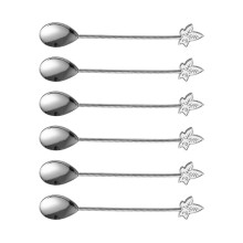 Pack of 6 Strong Zinc Alloy Stirring Spoons blossomy-Silver
