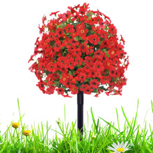 Outdoor Artificial Shrubs UV Resistant Realistic Topiary Plants for Front Door Porch Garden Red