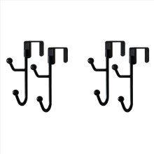 4er-Pack Türhaken, stabile Metall-Doppelhaken zum Aufhängen von Mänteln, Hüten, Bademänteln und Handtüchern, Schwarz