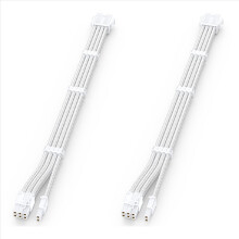 2x weiß ummanteltes PCIE-GPU-VGA-8-Pin-Buchse-auf-8-Pin-Stecker-6+2-Pin-Stromverlängerungskabel mit Gratiszugabe