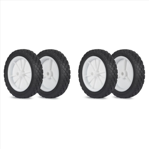 Conjunto de 4 rodas de 7 polegadas para carrinhos de mão, rodas de reposição compatíveis com cortadores de grama, carrinhos utilitários.