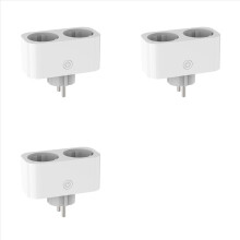3X TUYA Smart Wifi Dual Plug 16A 2-in-1 stopcontactschakelaar Smart Home Timing APP Spraakbediening Werk CLY809 EU-stekker