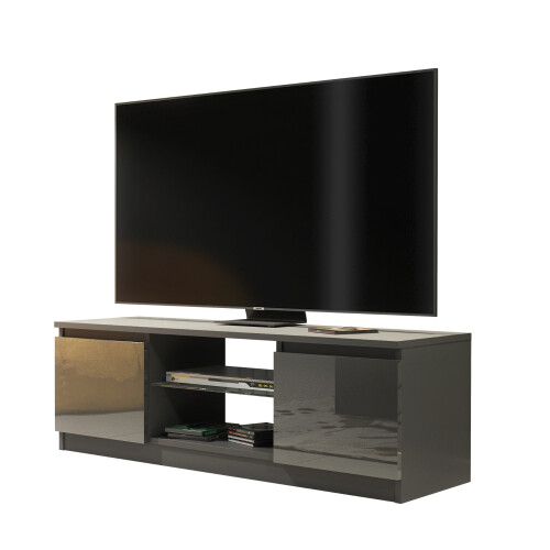 TV Unit 120cm Aura - Dark Grey with Gloss Doors 2