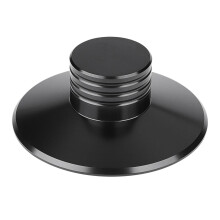 Abrazadera para discos LP con mejora de calidad de sonido y amortiguación de vibraciones. Ajuste universal para tocadiscos y reproductores de CD.