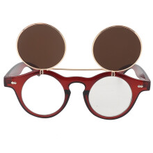 Lunettes de soleil rondes à rabat pour femmes, légères et résistantes, style steampunk rétro, protection UV, verres polarisés, plaquettes de