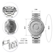 Magnetické analogové hodinky pro muže, quartzové náramkové hodinky s plovoucími koulemi, náramek z nerezové oceli, vodotěsné hodinky s