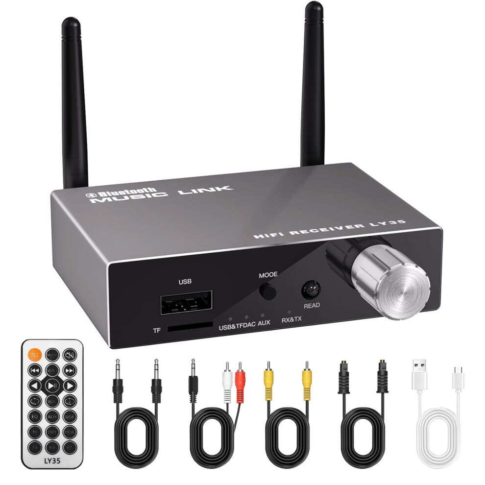 Bluetooth 5.3 Audio Adapter Transmitter Receiver With Dual Tx/Rx, 100Ft Range, Optical/Coax To Aux 9001264068806
