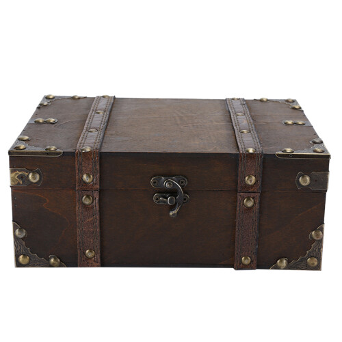 Κουτί Αναμνηστικών Ξύλινο Κουτί με Καπάκι, Ρετρό Στυλ Vintage Σεντούκι Θησαυρού με 1