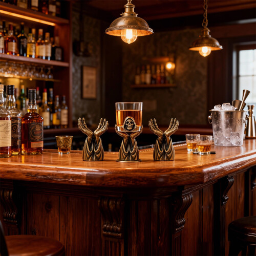 Ensemble de supports à whisky Grim Reapers, présentoir de verres 1